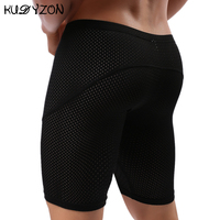 Fitness długie męskie bokserki Mesh oddychająca bielizna męska bokserki długie nogawki kufry Sexy etui do biegania kalesony 4